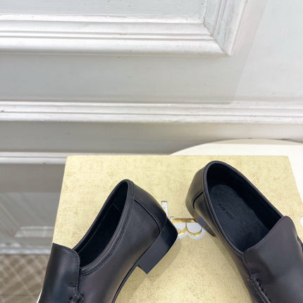 THE ROW 26S MOCCASIN LOAFERS 20MM IN BLACK CALFSKIN