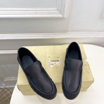 THE ROW 26S MOCCASIN LOAFERS 20MM IN BLACK CALFSKIN