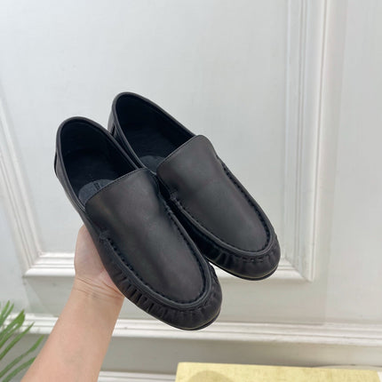 THE ROW 26S MOCCASIN LOAFERS 20MM IN BLACK CALFSKIN