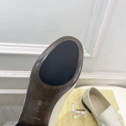 THE ROW 26S MOCCASIN LOAFERS 20MM IN IVORY WHITE CALFSKIN