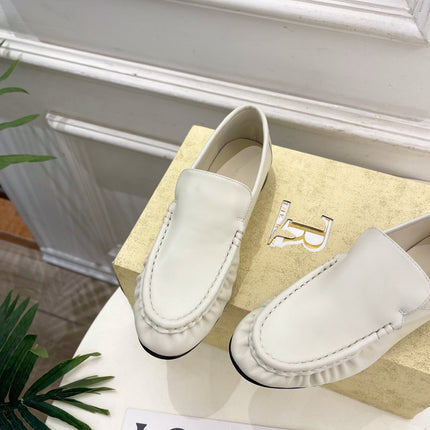 THE ROW 26S MOCCASIN LOAFERS 20MM IN IVORY WHITE CALFSKIN