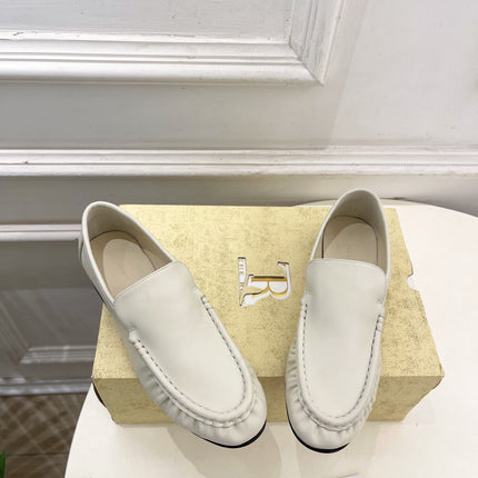 THE ROW 26S MOCCASIN LOAFERS 20MM IN IVORY WHITE CALFSKIN