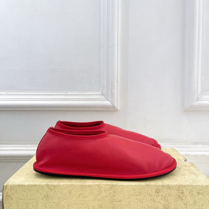 THE ROW 26S SLIP-ON FLATS IN RED NAPPA CALFSKIN