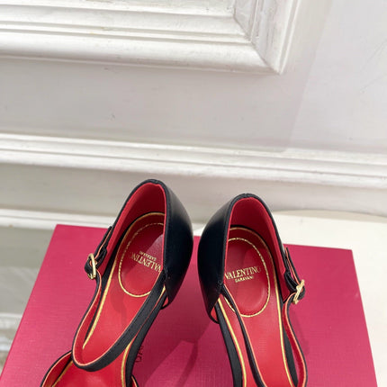 VALENTINO 26S ANKLE-STRA PUMPS 85 MM BLACK AND WHITE CALFSKIN