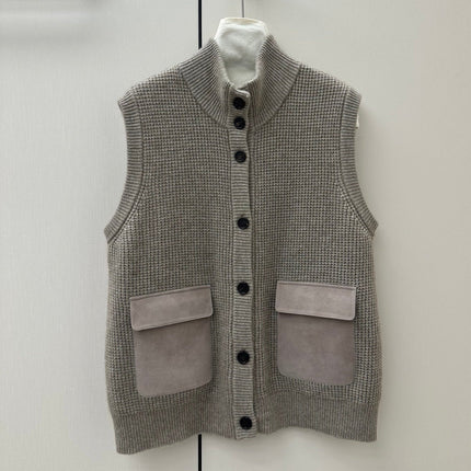 LORO PIANA 26S HIGH-NECK BUTTONED KNIT VEST 913