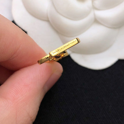 YSL 26S PALM TREE LOGO DROP EARRINGS IN GOLD TONE METAL 619168