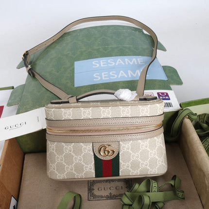 GUCCI 26S MINI CROSSBODY BAG 20 IN TAUPE CANVAS