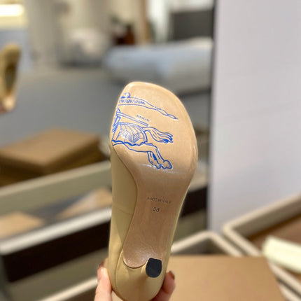 BURBERRY 26S HIGH HEELS 85 MM IN LIGHT YELLOW CALFSKIN