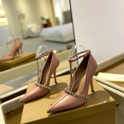 BURBERRY 26S HIGH HEELS 105 MM IN DARK NUDE BEIGE CALFSKIN