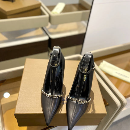BURBERRY 26S HIGH HEELS 105 MM IN BLACK CALFSKIN