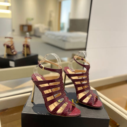 HIGH SANDAL 10 CM IN SANGRIA RED CALFSKIN