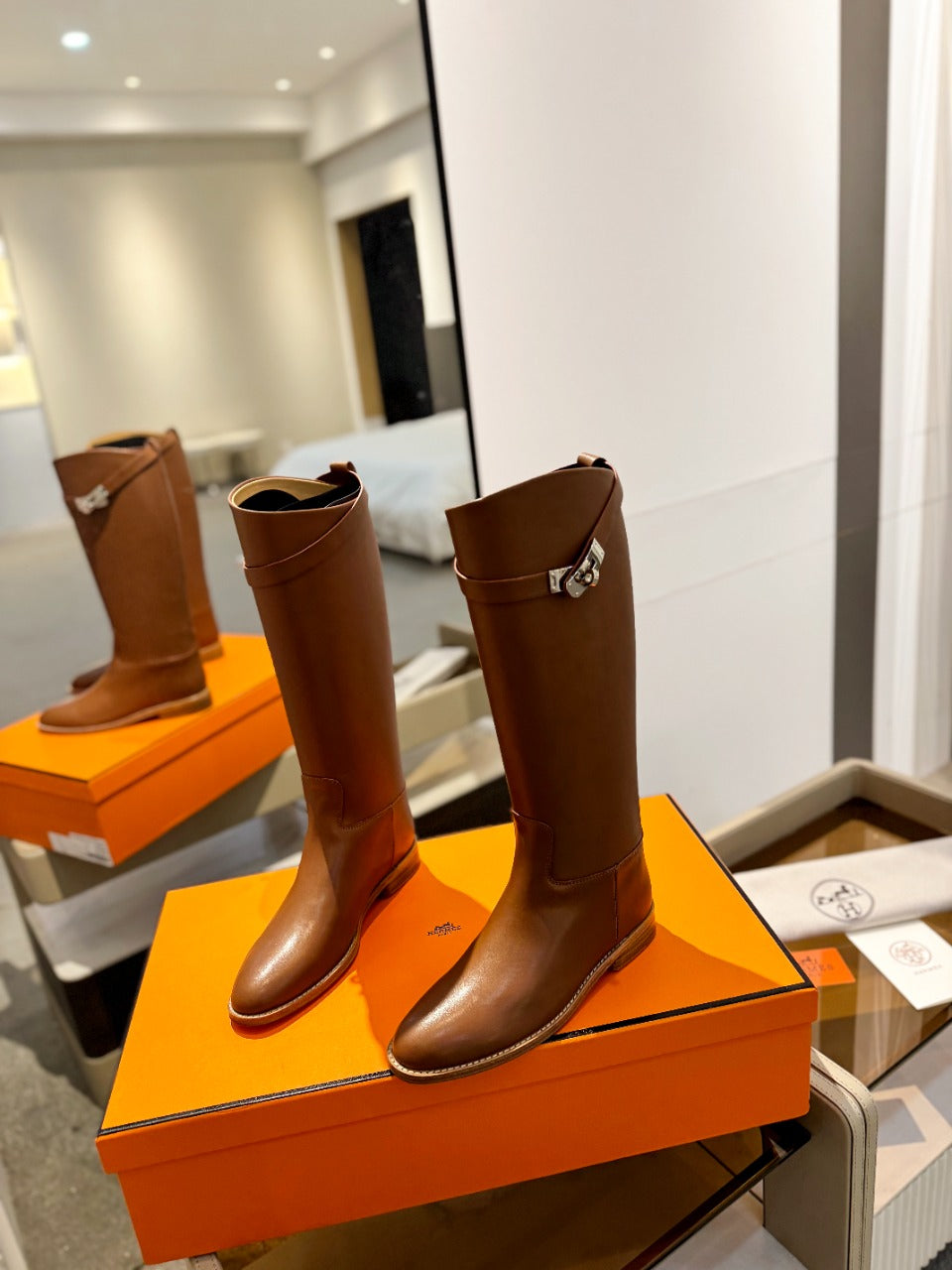 STIVALI JUMPING IN GINGERBREAD BROWN CALFSKIN